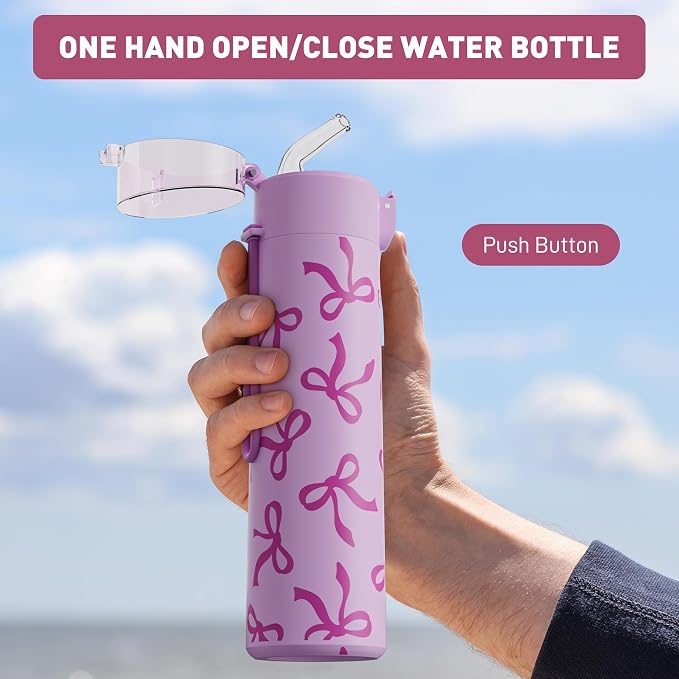 9oz Small Water Bottles with Straw, Mini Water Bottle with One-Hand Open Design - Image 4