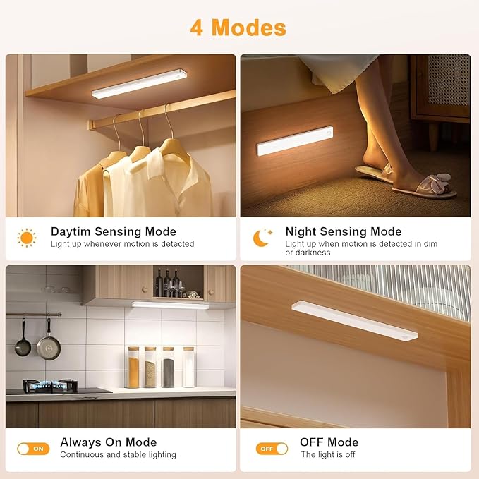 Under Cabinet Lighting, USB Rechargeable Motion Sensor Light Indoor, Battery - Image 5