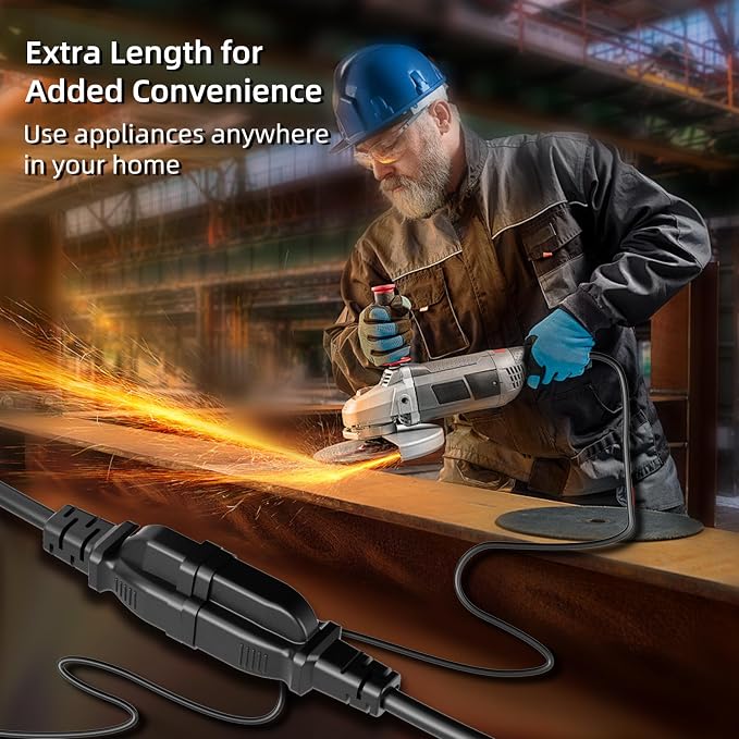 10 FT Outdoor Extension Cord Waterproof, 3-Prong Power Cord, 16 AWG SJTW - Image 6