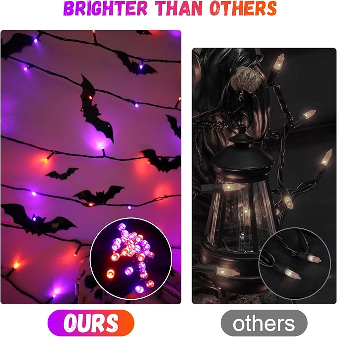 300LED 93 Ft Orange & Purple Halloween Lights 8 Modes Halloween Light Mini - Image 6