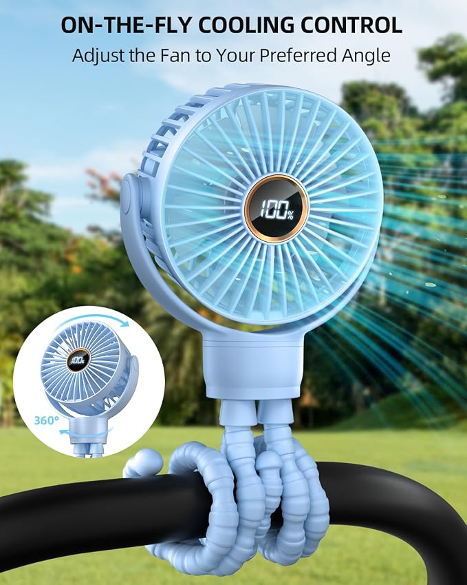 buywoo Portable Stroller Mini Fan, Small Rechargeable Personal Fan, Travel - Image 2