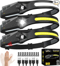 Rechargeable Headlamp 3PCS, 230° Wide Beam Head Lamp, Motion Sensor LED by WopkDupk