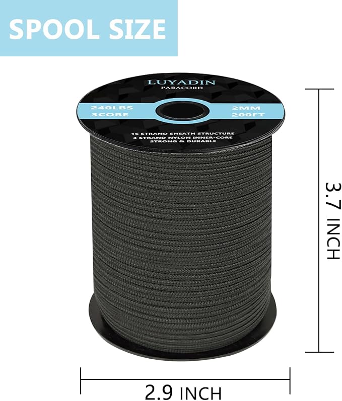 Paracord 240lb - Diameter 2mm Micro Utility Cord -3 Strand Parachute Spool Cord - Image 2