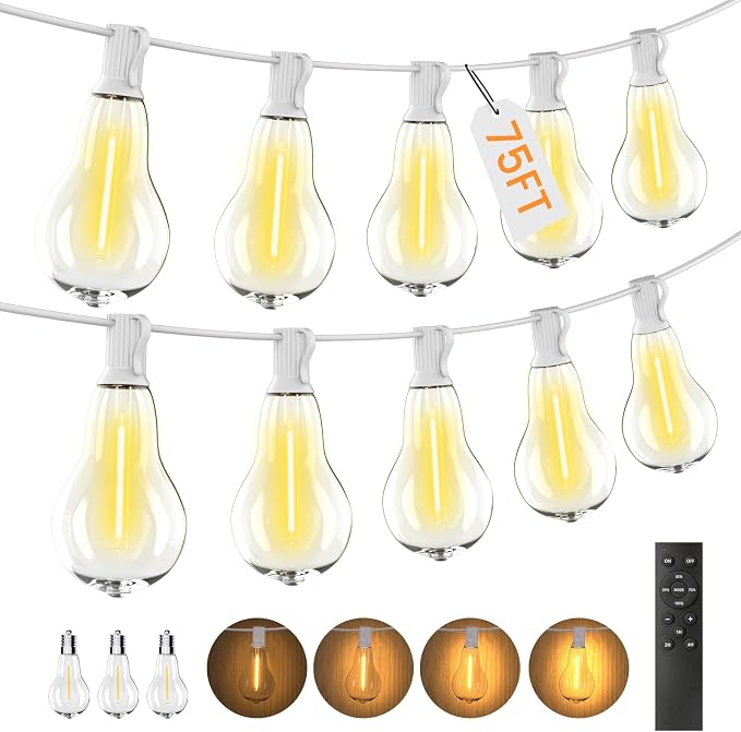 Outdoor String Lights, 75FT Patio Lights by Tswayflort