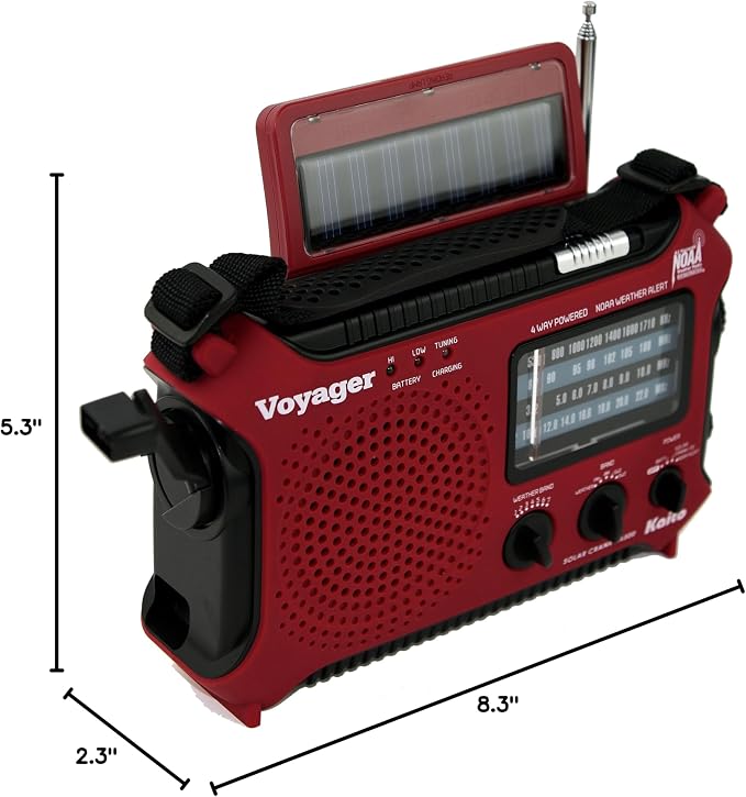 Kaito KA500IP-RED Voyager Solar/Dynamo AM/FM/SW NOAA Weather Radio - Image 8