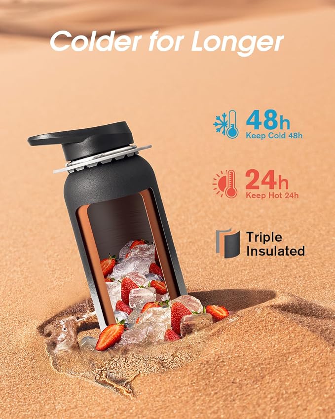 Coolflask Water Bottle with Straw, 40 oz Insulated Metal Water Flask with Straw - Image 2