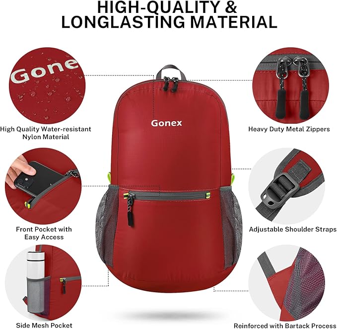 Gonex Ultra Lightweight Packable Backpack 20L Daypack Handy Foldable Camping - Image 5
