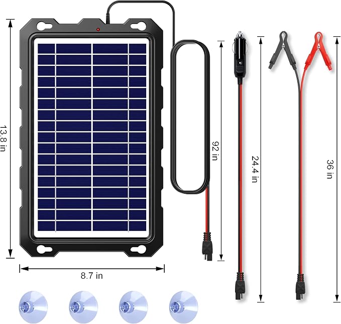 POWOXI Upgraded 7.5W-Solar-Battery-Trickle-Charger-Maintainer-12V Portable - Image 8