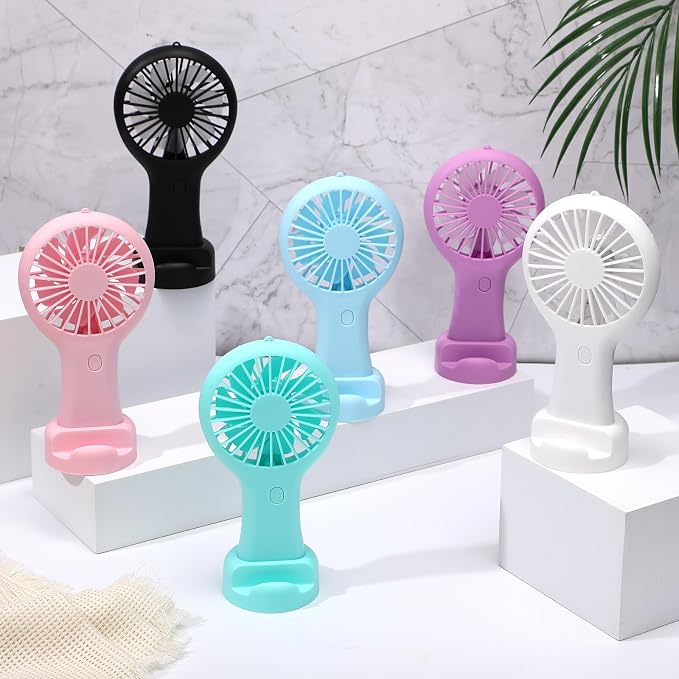 Woanger 12 Pcs Mini Handheld Fan Bulk 3 Speed USB Electric Battery Operated - Image 2