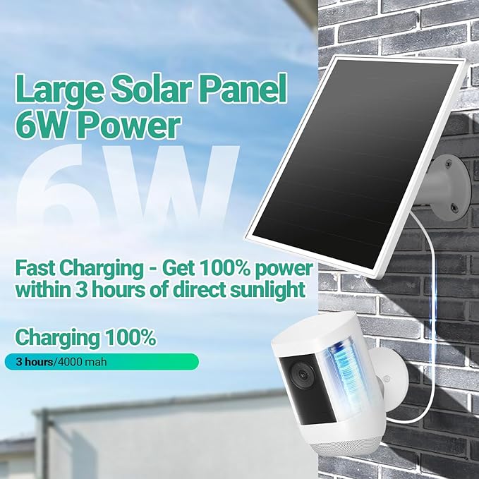2 Pack Solar Panel for Ring Camera, 6W Solar Charger - Image 3