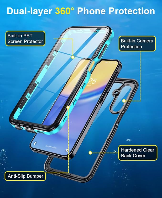 Beasyjoy for Samsung Galaxy A15 5G Case Waterproof, IP68 Underwater - Image 5