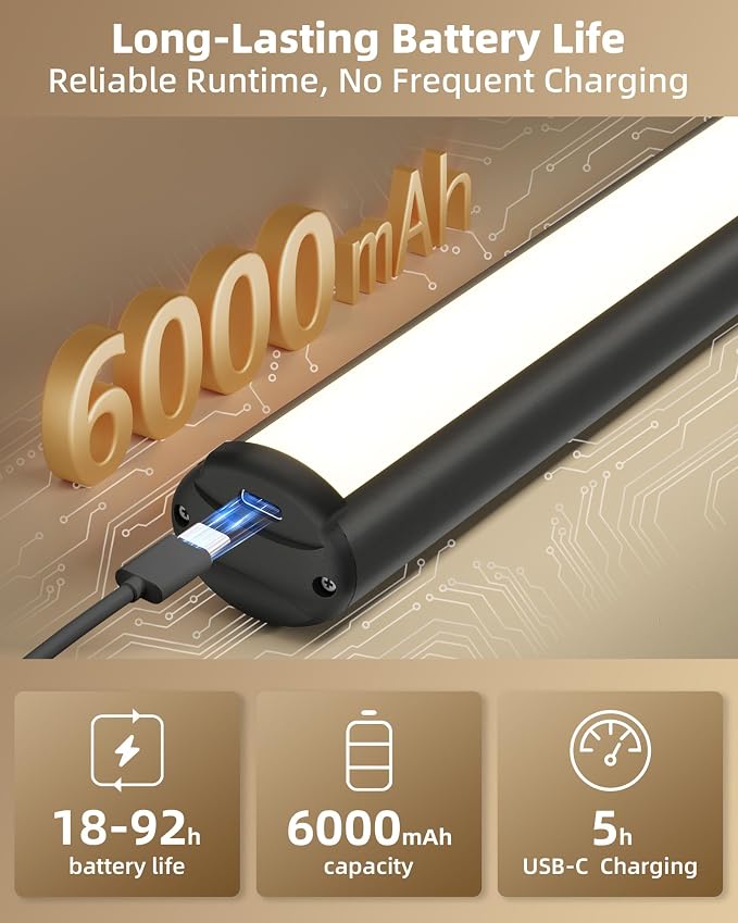 EZVALO Picture Lights for Wall, 16in Rechargeable 6000mAh Battery Operated - Image 3