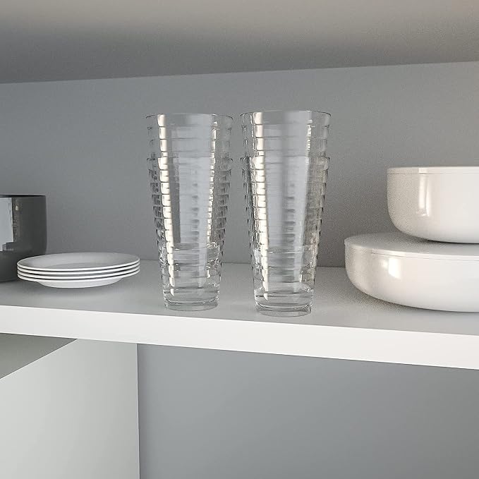 ALIMOTA Stackable Drinking Glasses 385ml Set of 6, Dishwasher Safe Acrylic - Image 6