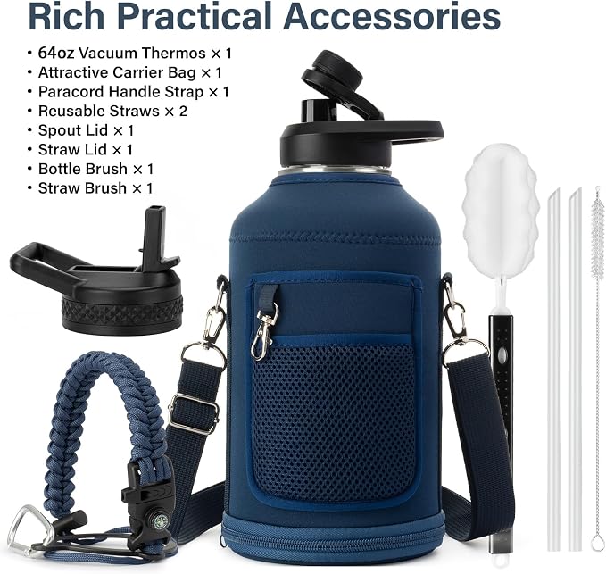 DYSANKY 64 oz Insulated Water Bottle | Upgraded Thickened Stainless Steel Water - Image 2