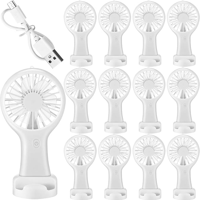 Woanger 12 Pcs Mini Handheld Fan Bulk 3 Speed USB Electric Battery Operated by Woanger