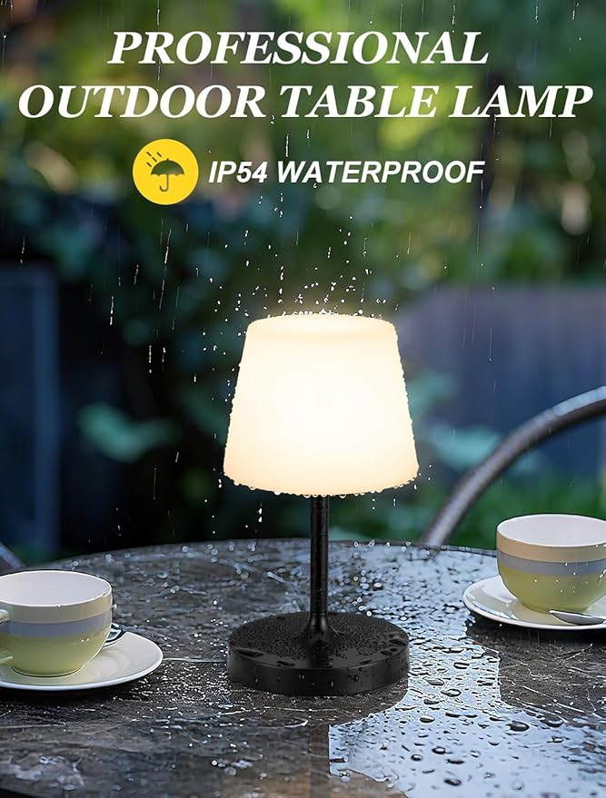 Kakanuo Black Cordless Shower Lamp Waterproof, Rechargeable Cordless Lamp - Image 5