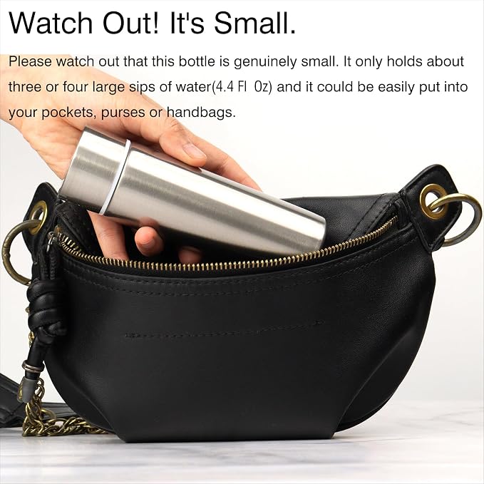 Cute Small Water Bottle, 4.4 Fl. Oz, Mini Slim Flask - Image 4