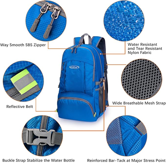 G4Free 40L Lightweight Packable Hiking Backpack, Waterproof Travel Daypack - Image 3