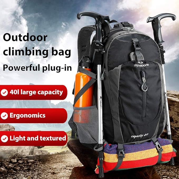 FENGDONG 40L Waterproof Lightweight Outdoor Daypack Hiking, Travel Backpack - Image 5