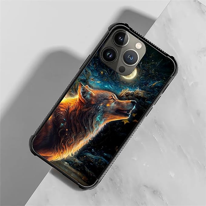 for iPhone 14 Pro Case, Star Cave Hungry Wolf Pattern Graphic Design Girl Boy - Image 7