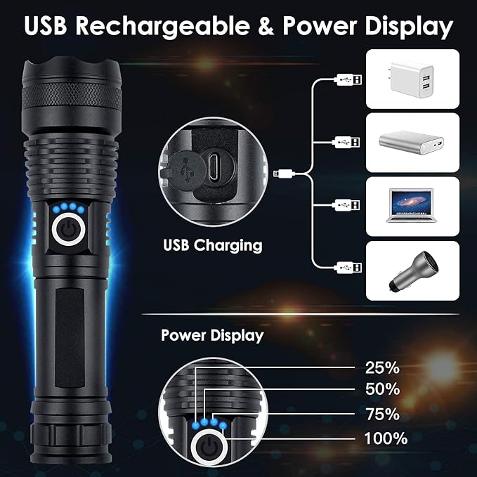 BERCOL Rechargeable Flashlights High Lumens, 90000 Lumens Super Bright LED - Image 2