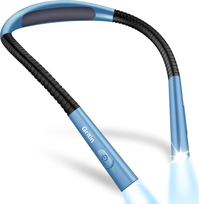 Gritin Book Light, Eye Caring 4-Color & 5-Brightness Neck Light Reading Light- by Gritin