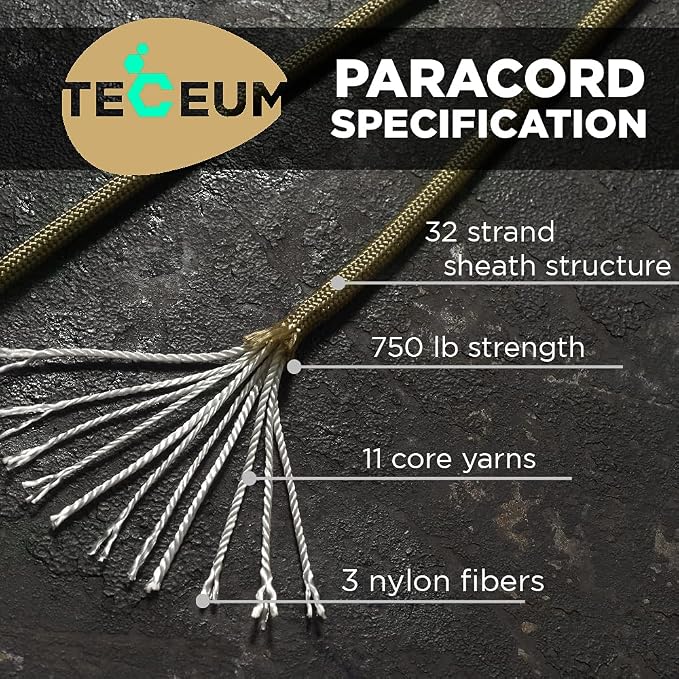TECEUM 5/32" Paracord Rope 1000 – 1000ft / 200ft / 100ft / 50ft – Tactical - Image 2