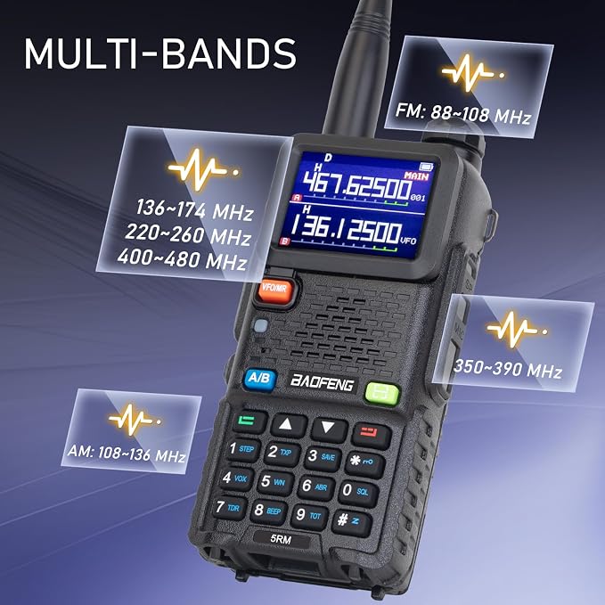 BAOFENG 5RM 10W Ham Radio Handheld Long Range Two Way Radio, NOAA Weather - Image 3