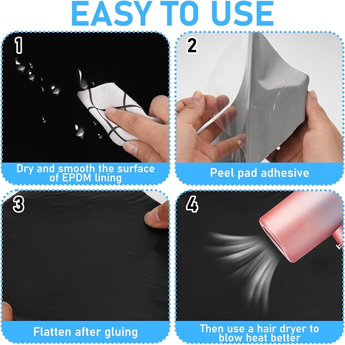 5 Pcs 12 x 12 Inches Large Pond Liner Repair Patch Self-Adhesive EPDM Liner - Image 4