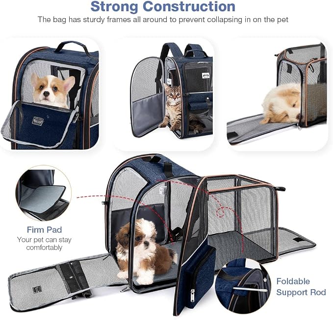 Lekebobor Large Cat Backpack Carrier Expandable Pet Carrier Backpack - Image 3