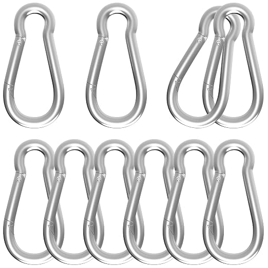 Carabiner, Heavy Duty Galvanized Steel Spring Snap Hook Carabiner Clips by High-PQ