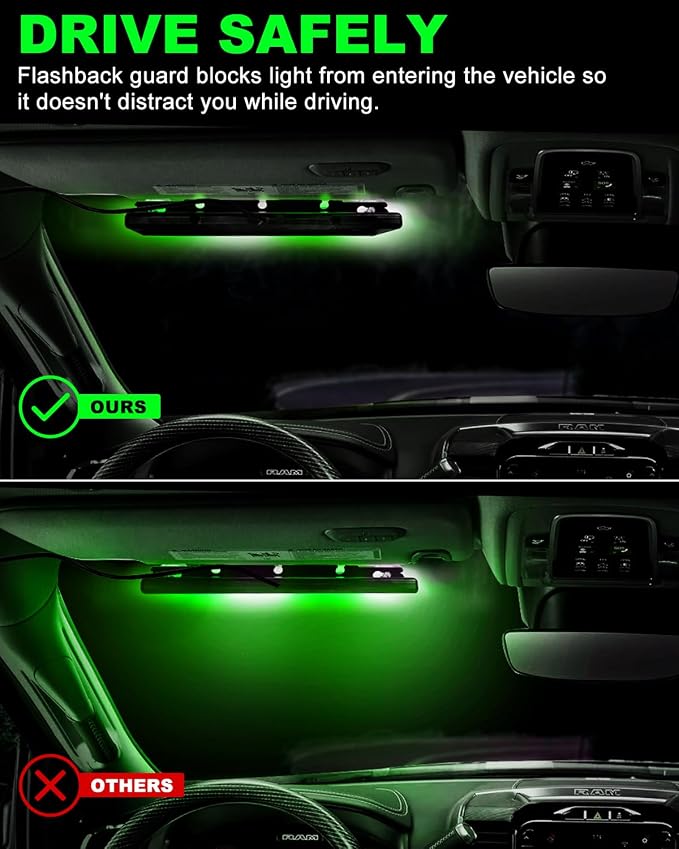 HLauto 6Z4J Emergency Dash Strobe Lights: 2x16.8 inch Green White Safety Lights - Image 8