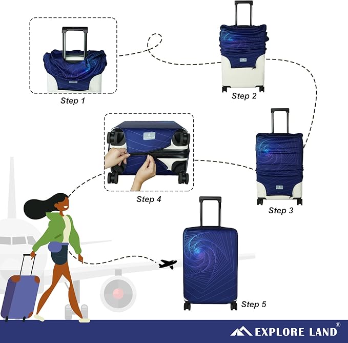 Explore Land Travel Luggage Cover Suitcase Protector Fits 18-22 Inch Case - Image 5