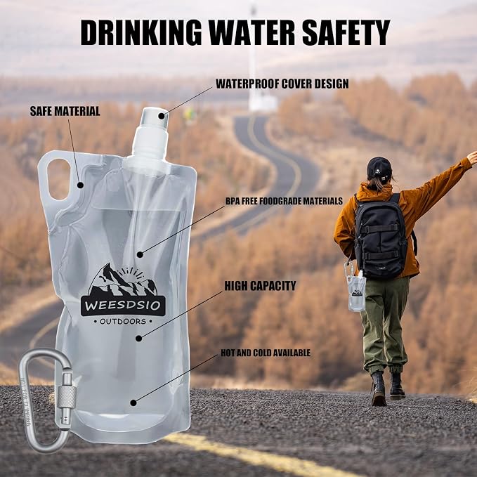 2-Pack 1L Hiking Collapsible Water Bottles - Image 6