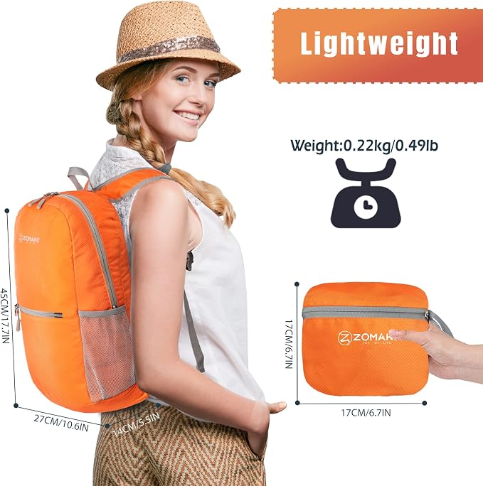 ZOMAKE Ultra Lightweight Hiking Backpack 20L, Packable Small Backpacks Water - Image 2