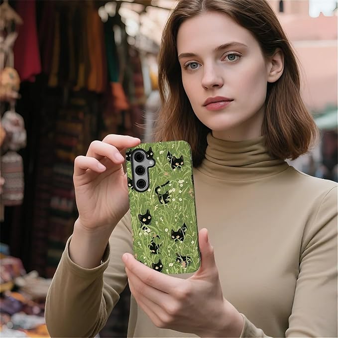 for Samsung Galaxy S24 FE Case, HL2 Grass Cat Hybrid 2 Layer Hard Shell - Image 5