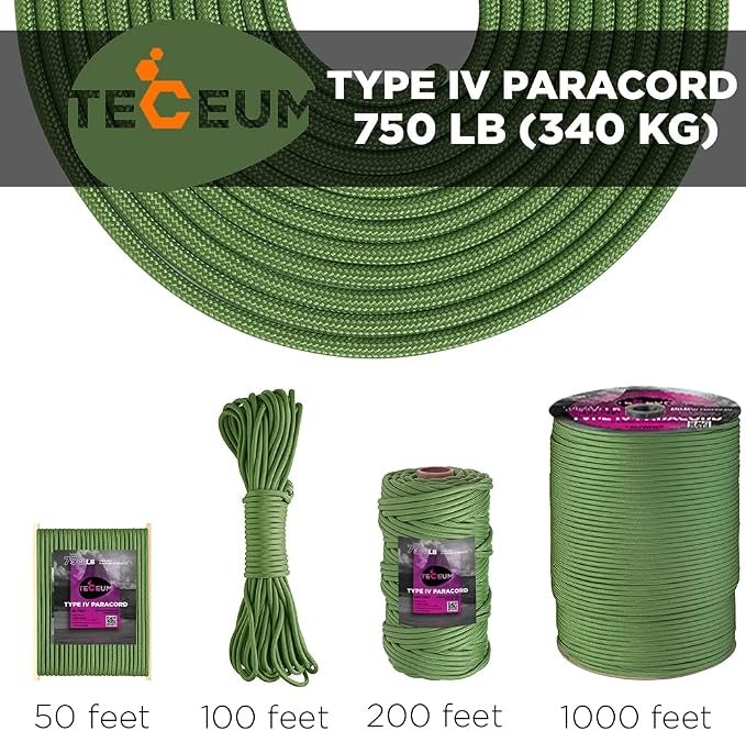 TECEUM 5/32" Paracord Rope 1000 – 1000ft / 200ft / 100ft / 50ft – Tactical - Image 9