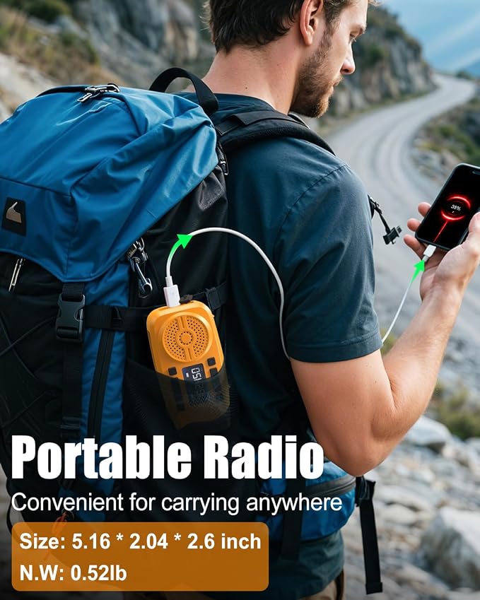 Runningsnail Emergency Weather Radio, 7400mWh Hand Crank Emergency Radio - Image 7