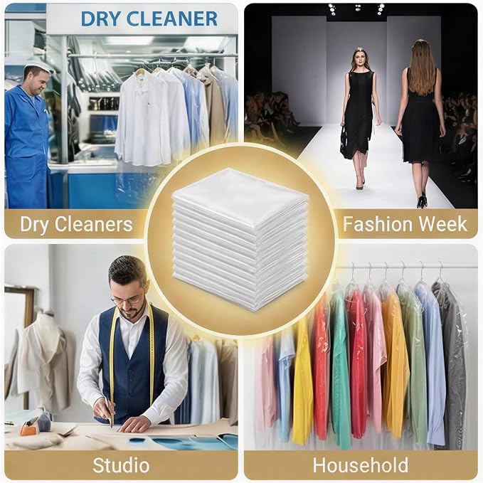 10 Pack Dry Cleaner Bags Plastic Clear, 23.6 x 71In Plastic Garment Bags - Image 7