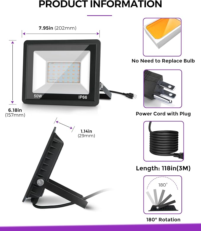 L LOHAS LED Purple Christmas Halloween Flood Light Outdoor,  - Image 7