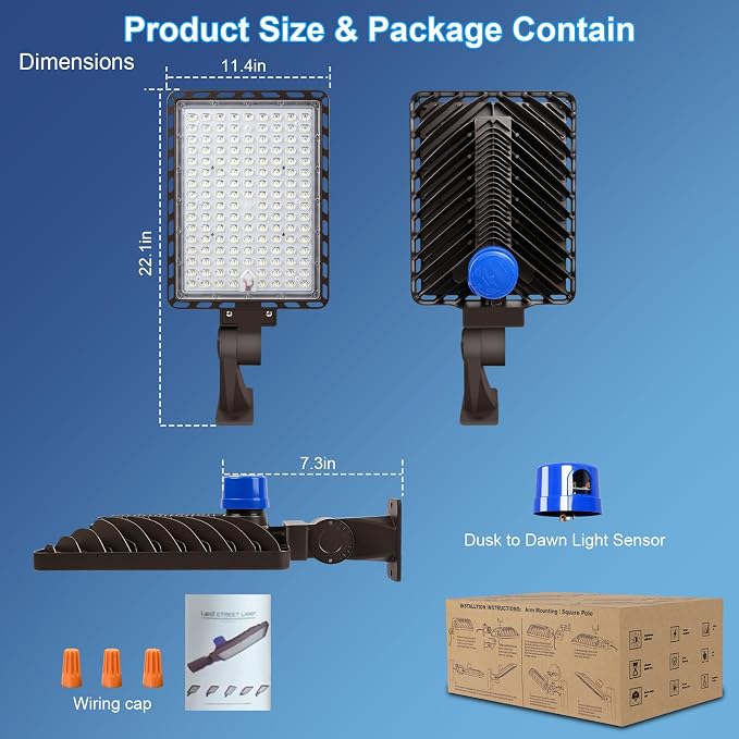 350W LED Parking Lot Light Outdoor:Arm Mount 52500LM Super Bright Dusk to Dawn - Image 3