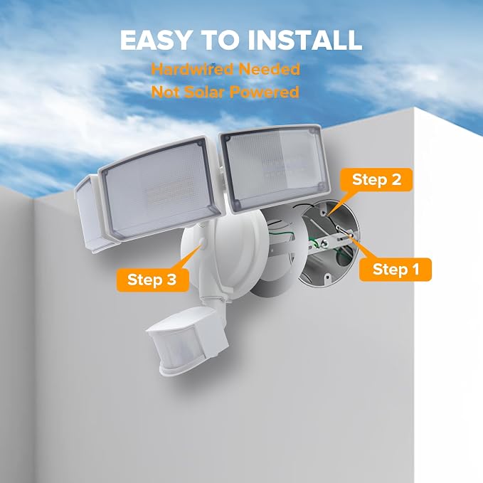 UME 2 Pack 5500LM LED Security Lights Motion Sensor Light Outdoor, 5000K - Image 7