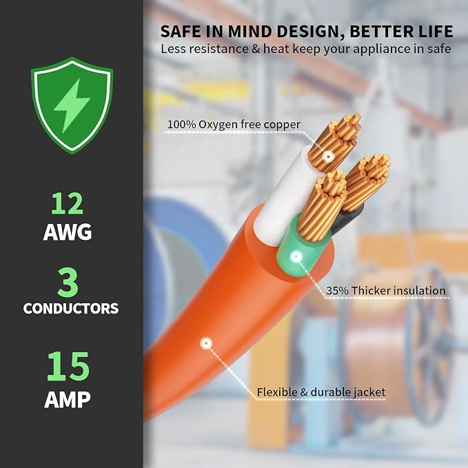 POWGRN 10 FT 12/3 Gauge Extension Cord - Image 3