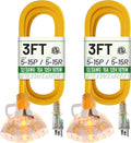 POWGRN 3 FT 2 Pack 12/3 Gauge Extension Cord by POWGRN