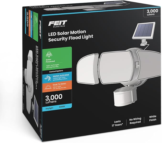 Feit Electric Outdoor LED Triple Head Solar Security Flood Lights - Image 2