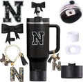 6pcs Black Stanley Cup Accessories Set, Bow Straw Topper by MOTEERLLU