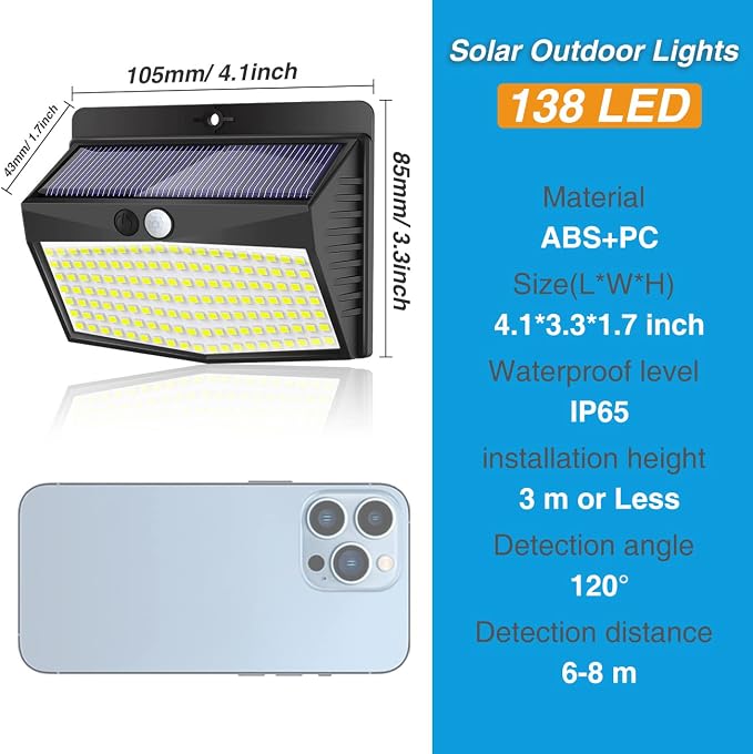 Peasur Solar Outdoor Lights, Solar Motion Sensor Security Lights - Image 5