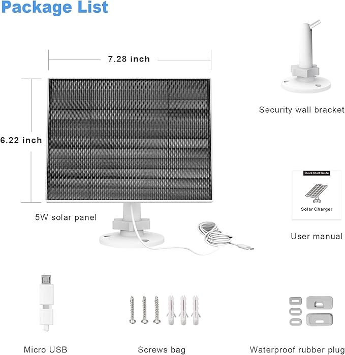 Solar Panel for Eufy Outdoor Camera, 5W Camera Solar Panel Charger Compatible - Image 7