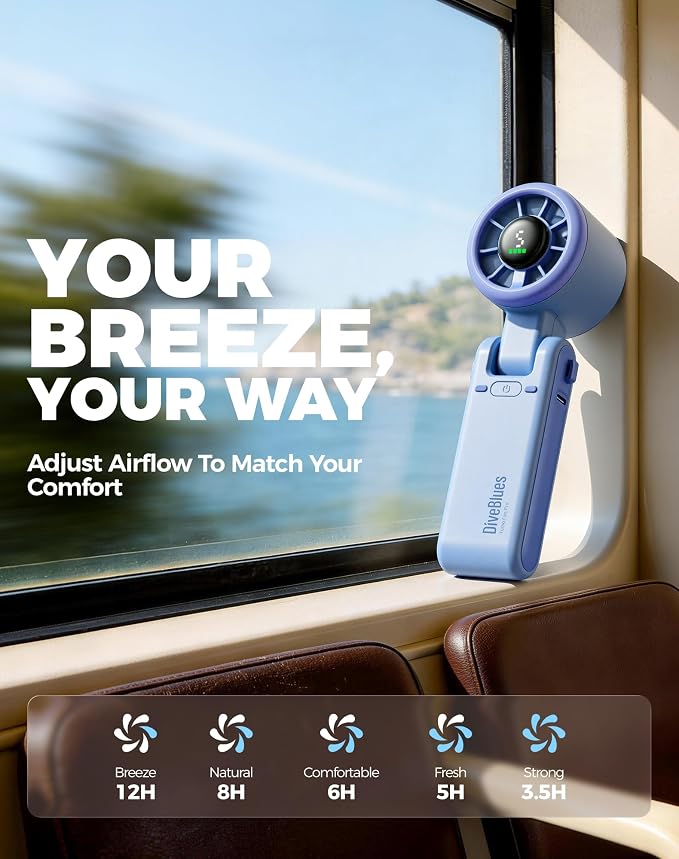 Diveblues Portable Handheld Turbo Fan, 5 Gear Wind, Battery Operated, 3 IN 1 - Image 4