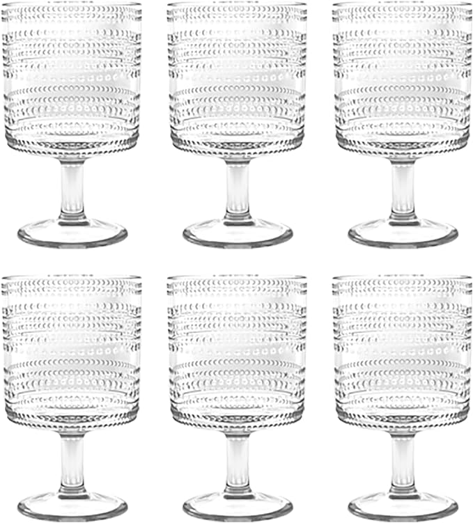 Beaded 14 oz Durable Acrylic Wine Glasses, Shatter-Resistant and by AbodeHomewares-TheDesignDestinationforTabletopDrinkwareKitchenandPet